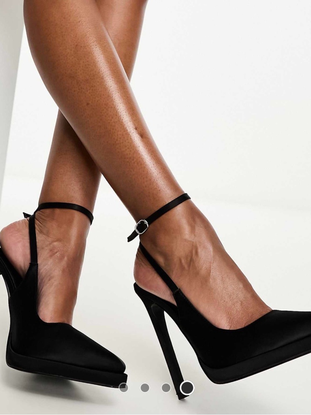 Women’s Simmi London Landen Black Pointed-Toe Stiletto Pump with Ankle Strap